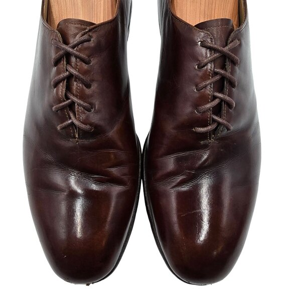 Vintage Florsheim Spain Wholecut Mens 7.5 Dark Brown Leather Dress Shoes Oxfords - Picture 2 of 10